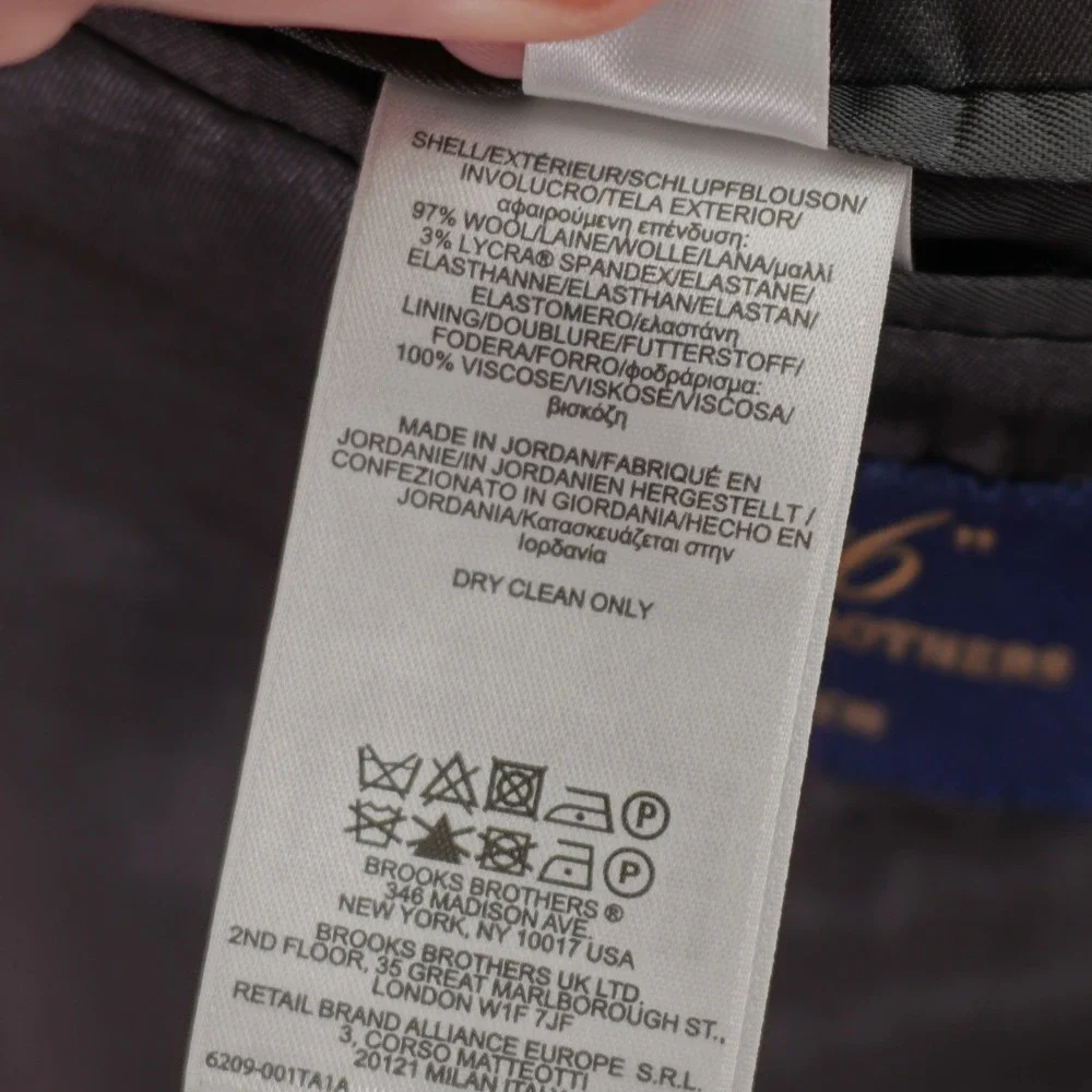 Brooks Brothers 346 Stretch‎ Gray Wool Blazer 40R 2 Button Tagged 43R